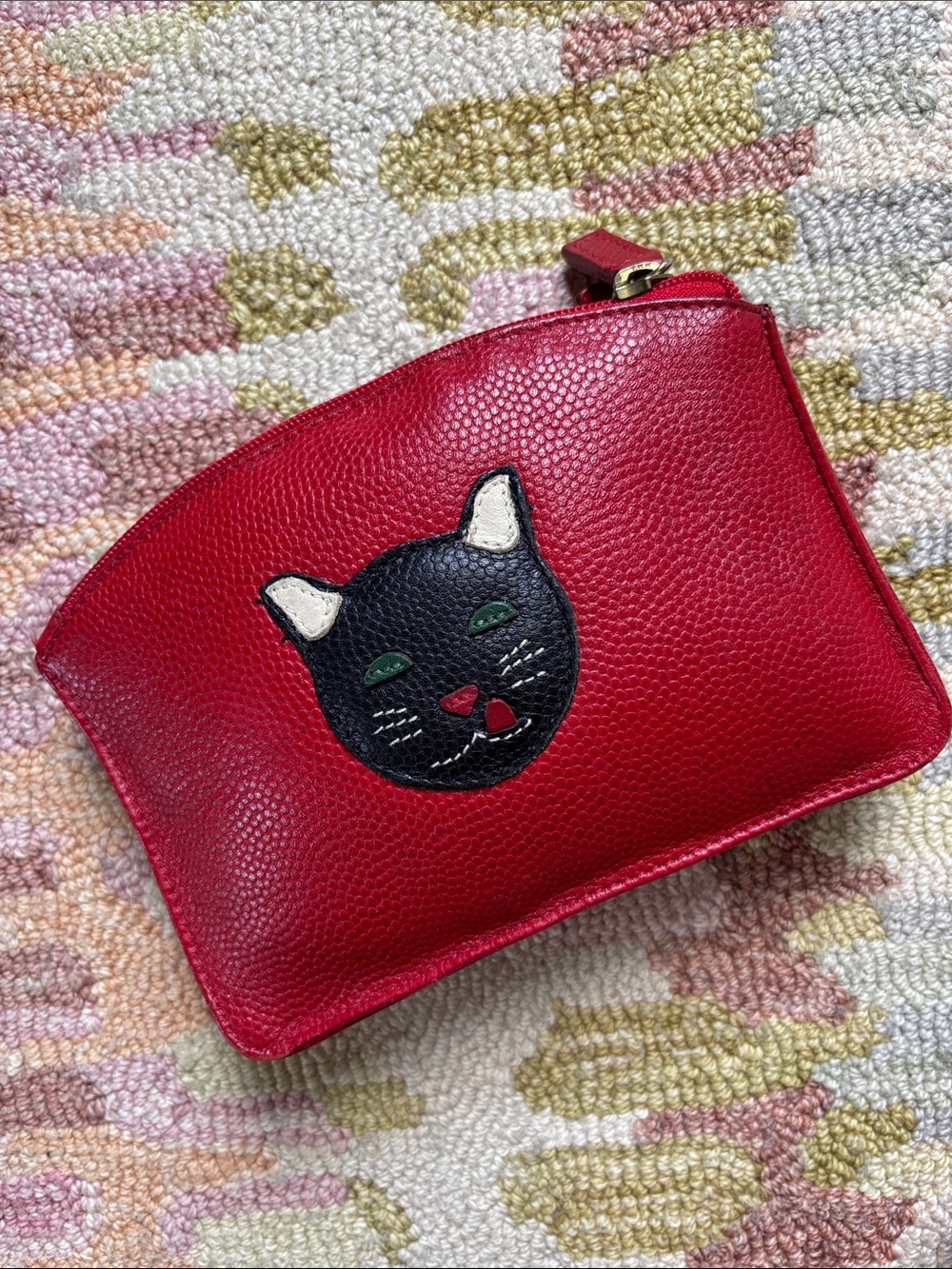 J.P. Ourse & CIE Black Motif Cat Face Green Eyes Mini purse EUC Made in Bolivia